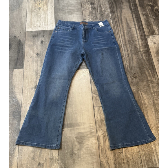 Judy Blue Denim - Judy Blue Jeans Womens Large 11 Blue Flare Straight Leg High Rise Stretch New